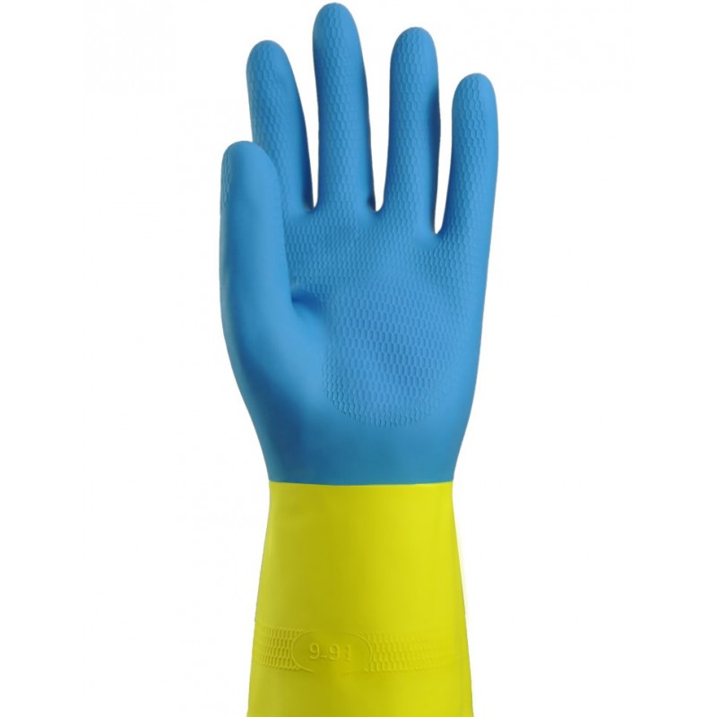GANTS MENAGE DUOCOLOR bleu/jaune