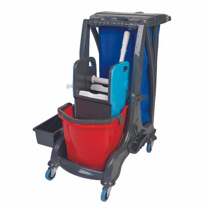 CHARIOT NETTOYAGE PROFESSIONEL AVEC SAC POUBELLE PVC